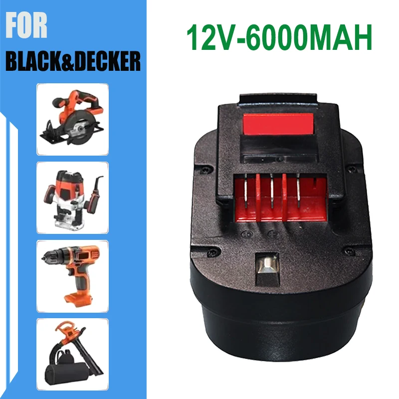 Black & Deckerの交換用ドリルバッテリー,12v,6000mah,ni-mh,a12,a12ex,fsb12,fs120b,a1712,hp12k,hp12