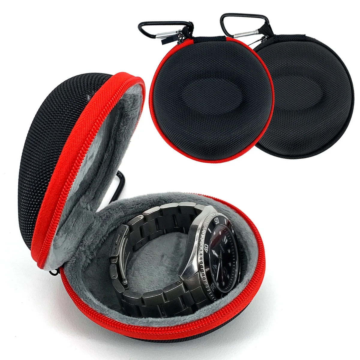 Single Watch Travel Case with Hard EVA Shell and Velvet Lining, Portable Protective Box for Mechanical or Smartwatches