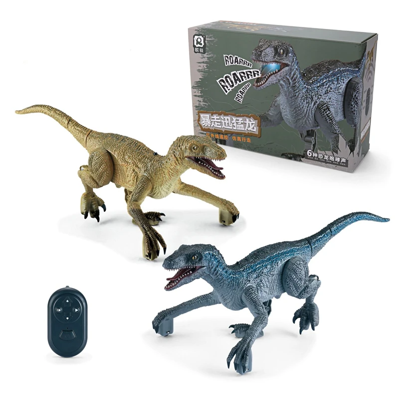 

kids Remote Control Dinosaur Toys RC Electric Walking Jurassic Dinosaur Simulation Velociraptor Toy With LED Light And Roaring