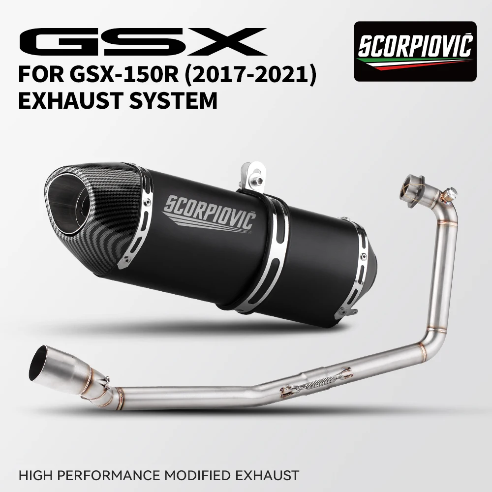 For 2017-2021 GSX150R GSX150 GSX-R77 full motorcycle stainless steel exhaust system compatible with 51mm muffler