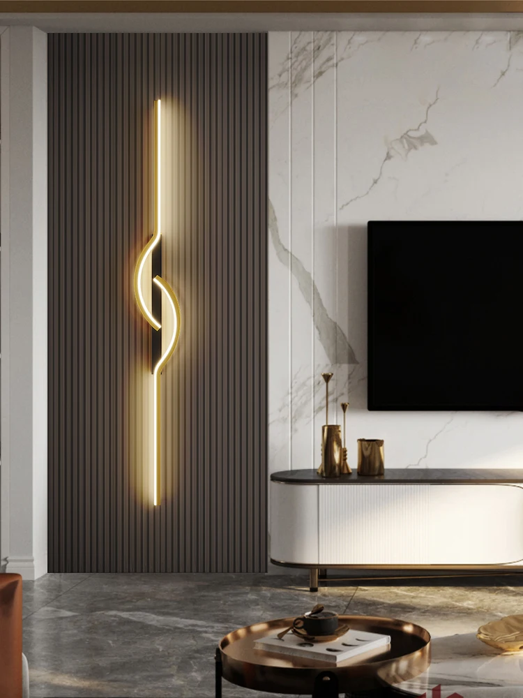 

Guzhen Artistic Golden Long Wall Lamp Living Room Bedroom Villa Hotel Corridor Black Modern Design Wall Lights for Home