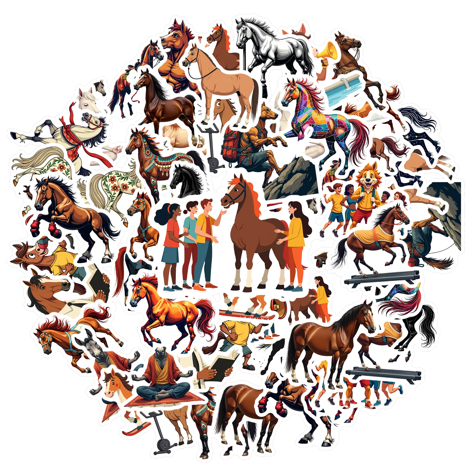 35pcs-70pcs Decals  waterproof Horse Stickers Fantasy Stickers Animal Stickers for  educational purposes DIY notebooks creative