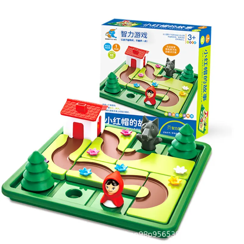 Pai-filho inteligência folga lógica jogo de tabuleiro chapeuzinho vermelho três porquinhos grande lobo cinza nível jogo brinquedo presentes