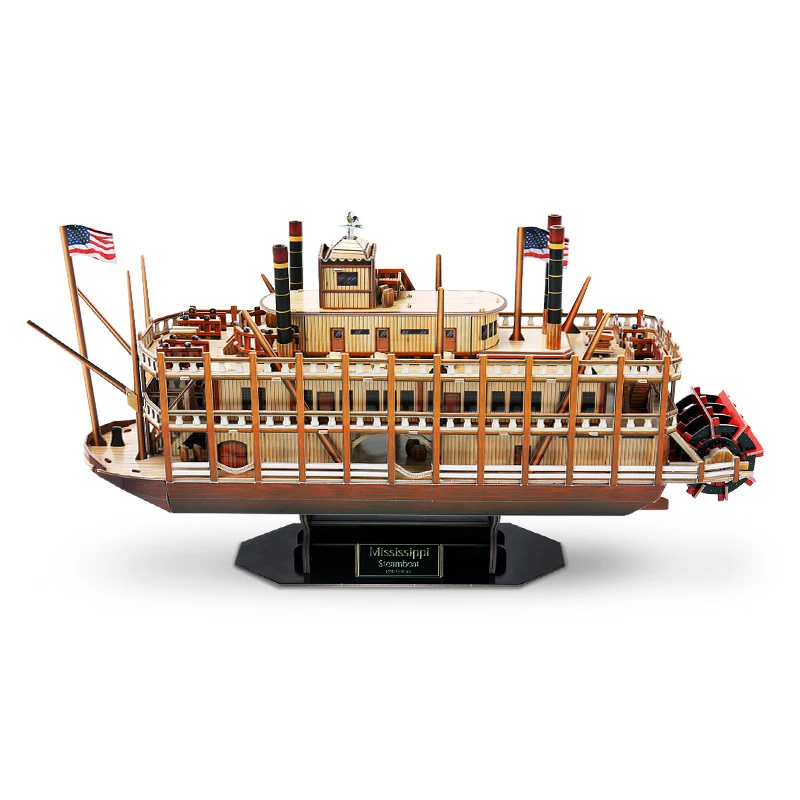 Puzzle di carta 3D kit di costruzione di modelli di Steamboat del fiume americano Vessel Ship Jigsaw Puzzle giocattoli per bambini regali per adulti