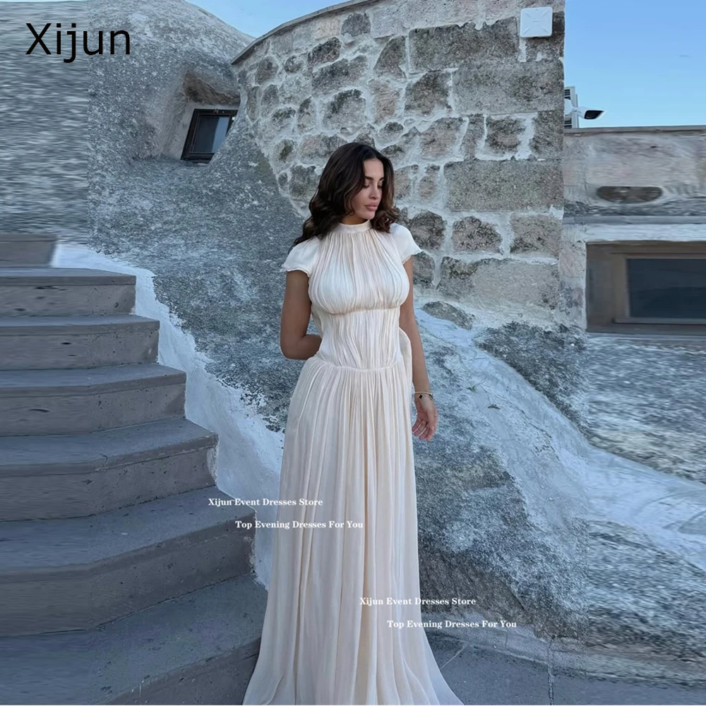 

Xijun Luxury Chiffon Long Evening Drresses Chiffon Sleeveless Floor Length Prom Dresses Formal Occasion Prom Gowns Customized