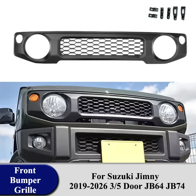 

Car Front Bumper Mesh Racing Grill For SUZUKI Jimny 2019-2026 3/5 Door JB64 JB74 Letterless Modified Front Grille Car Parts