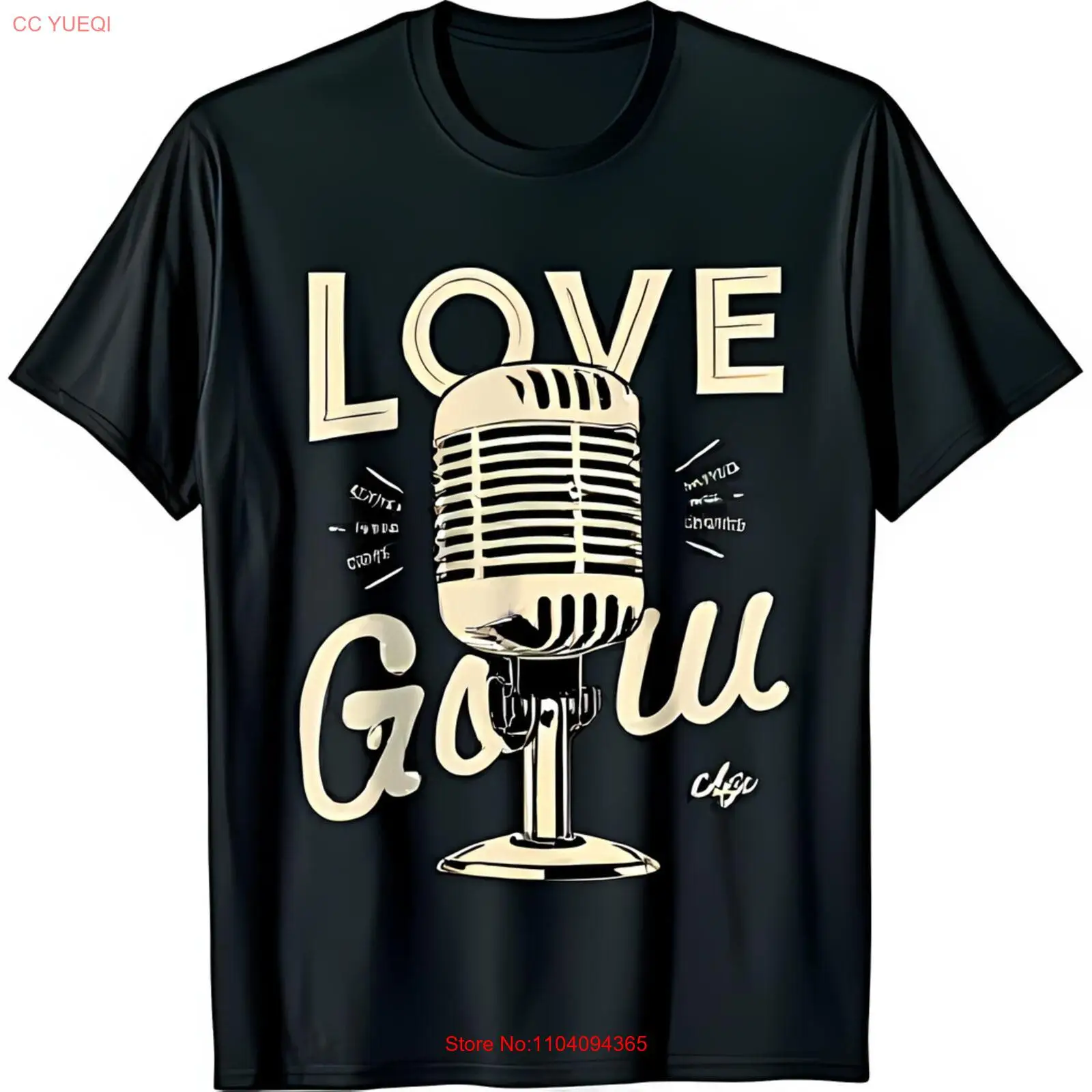 

Vintage Graphic Black T-Shirt with 'Love Gou' Retro Design