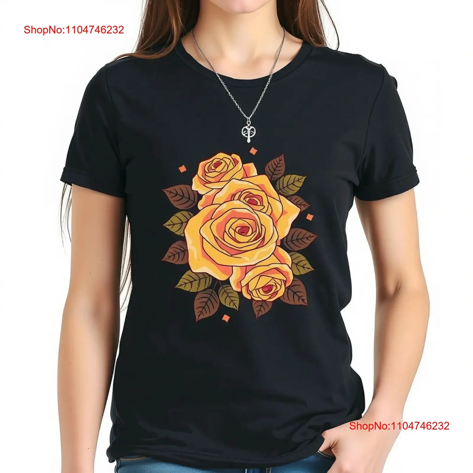 

Stylish Black T Shirt with Vibrant Yellow Roses Dark Leaves Design vintage Washed homme Versatile Soft Comfortable graphic