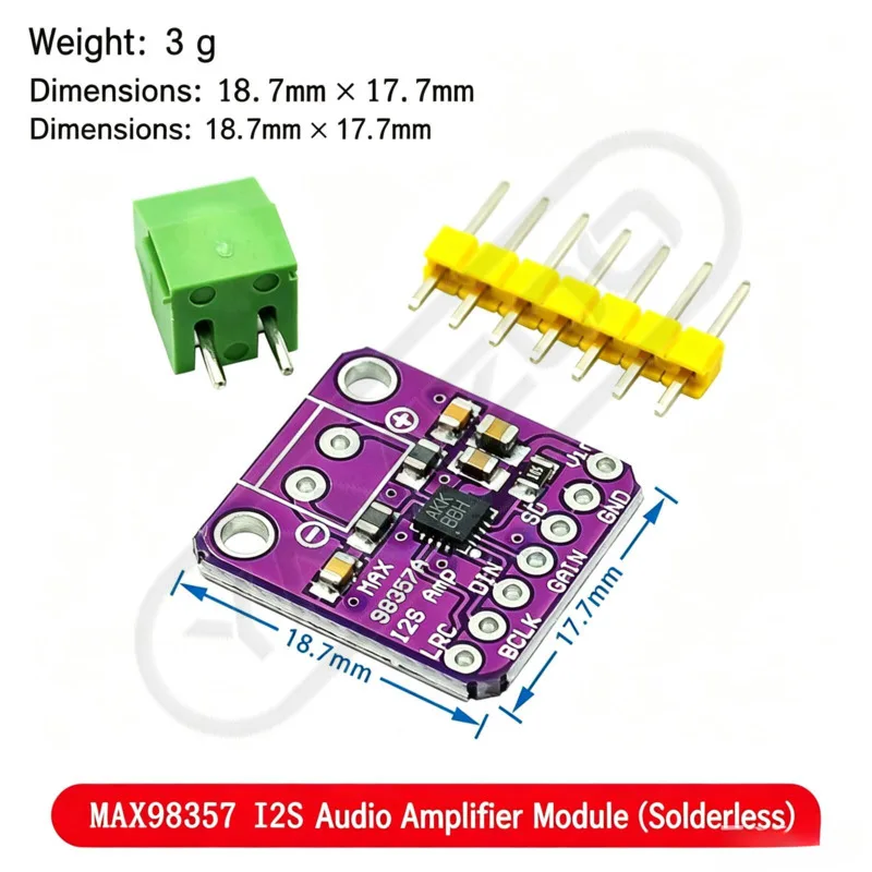 MAX98357 I2S Audio-Verstärkermodul Filterfreie Klasse-D-Verstärkung Unterstützt ESP32 Raspberry Pi – Detail 1