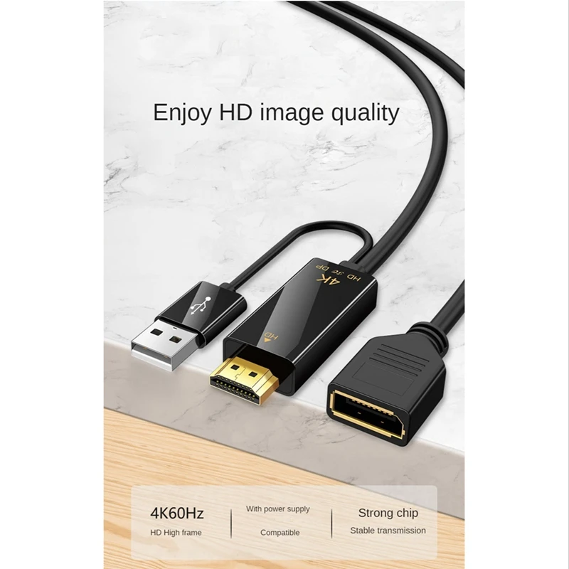 Kompatybilny z HDMI męski do Displayport konwerter kabla żeńskiego 4K @ 60Hz HDMI-kompatybilny z kabel Adapter konwertera DP — zdjęcie 3