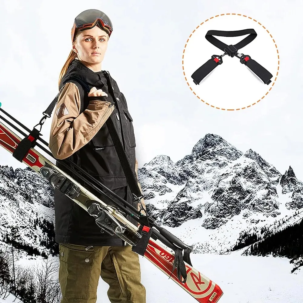 Portable Ski Borad Shoulder Carrier Strap Adjustable Skiing Pole Shoulder Hand Carrier Leash Outdoor Sports Skiing Accessories view 6