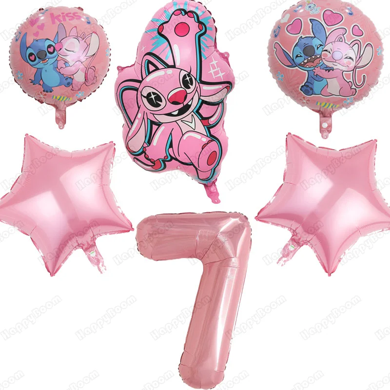 5 قطع بالونات غرزة وردية مقاس 32 بوصة مجموعة بالونات لتزيين حفلات أعياد الميلاد وهدايا الأطفال ومستلزمات الحفلات الكرتونية