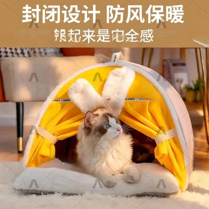 Cat Nest Winter Warm Tent Universal Cat Bed for All Seasons Winter Kitten Sleeping Nest Closed Cat Cushion Supplies