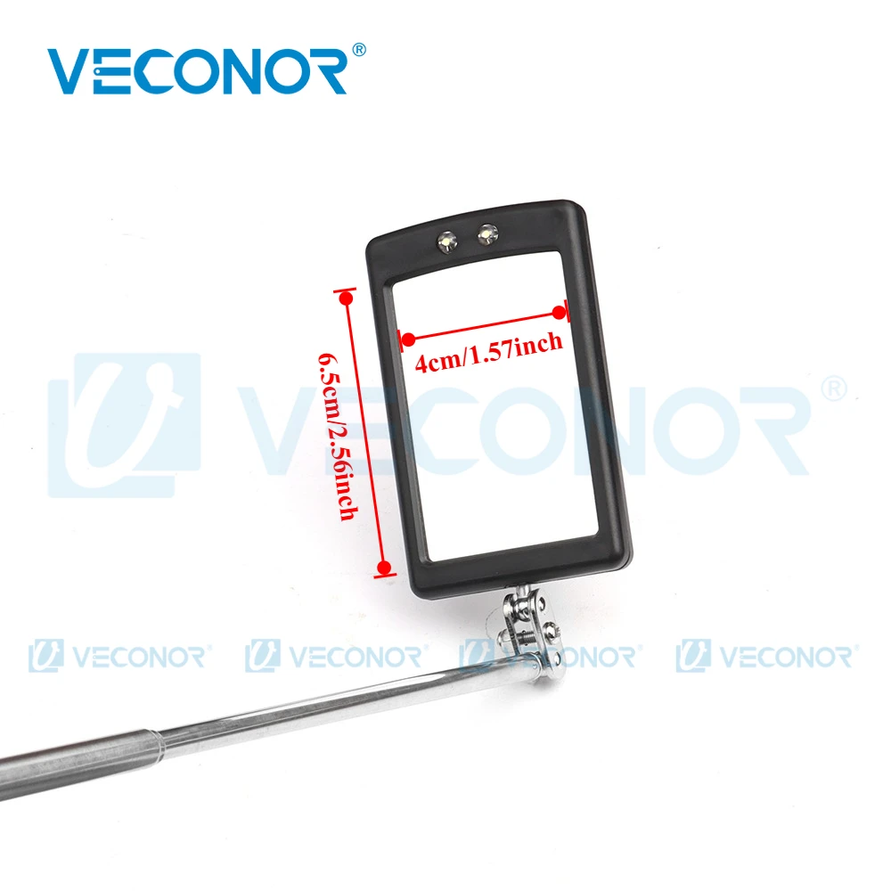 VECONOR Portable Telescoping Flexible Head Inspection Mirror with LED Light Adjustable 360 Degree Swivel Viewing Auto Hand Tools