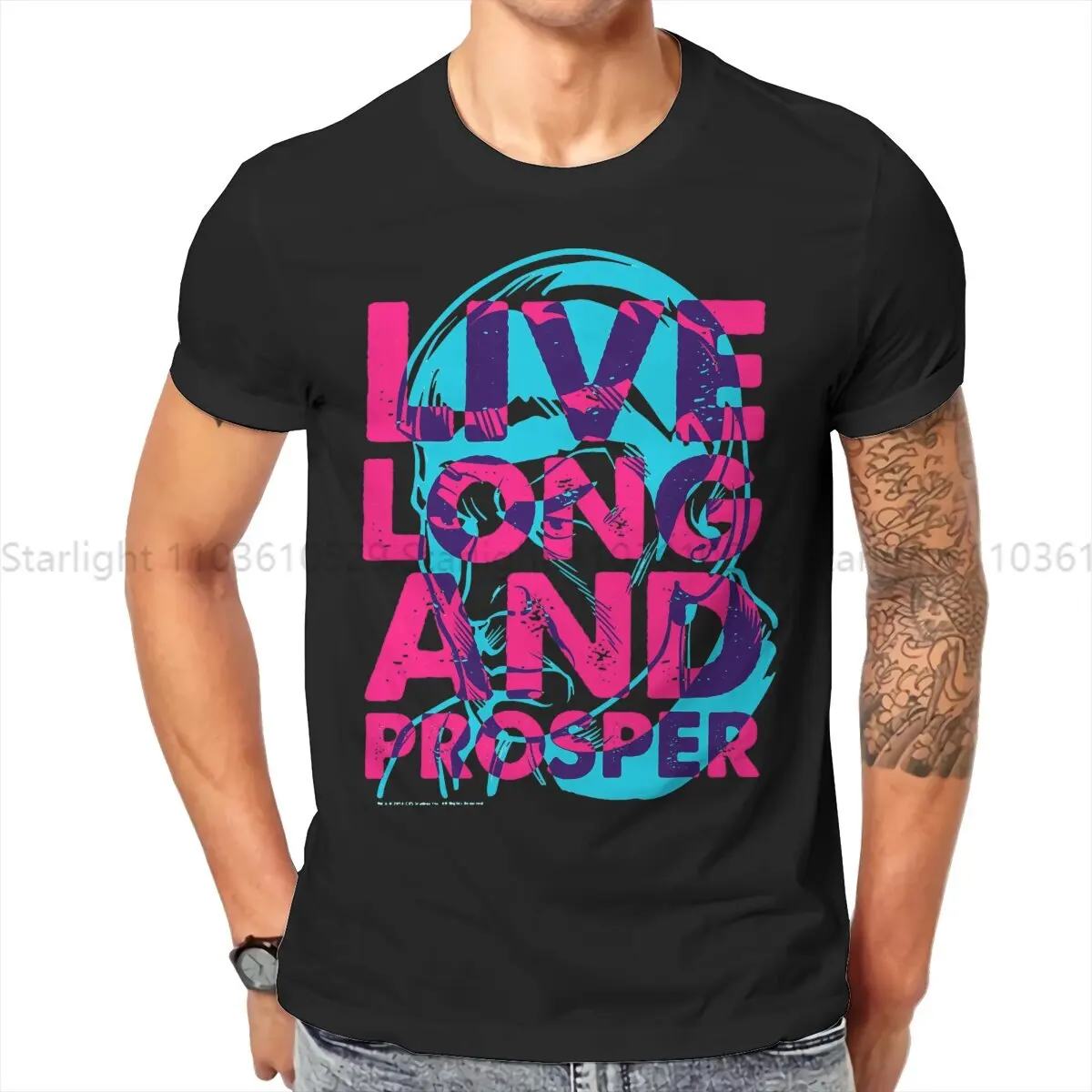 Starr Trrekk Newest TShirt for Men Spock Neon Round Neck T Shirt Distinctive Gift Streetwear