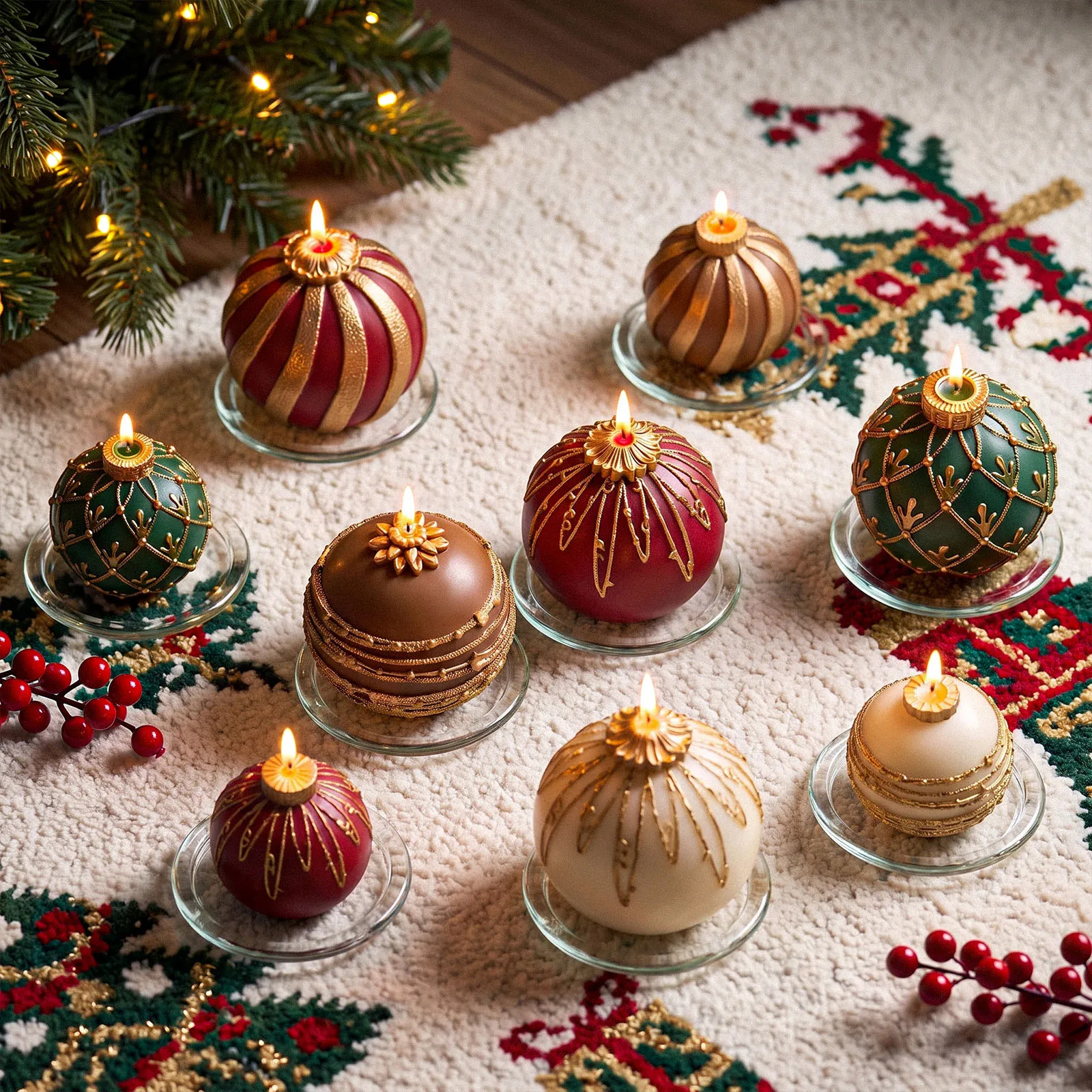 Weiche Textur Weihnachtskugel-Kerzen-Silikonform-Kollektion