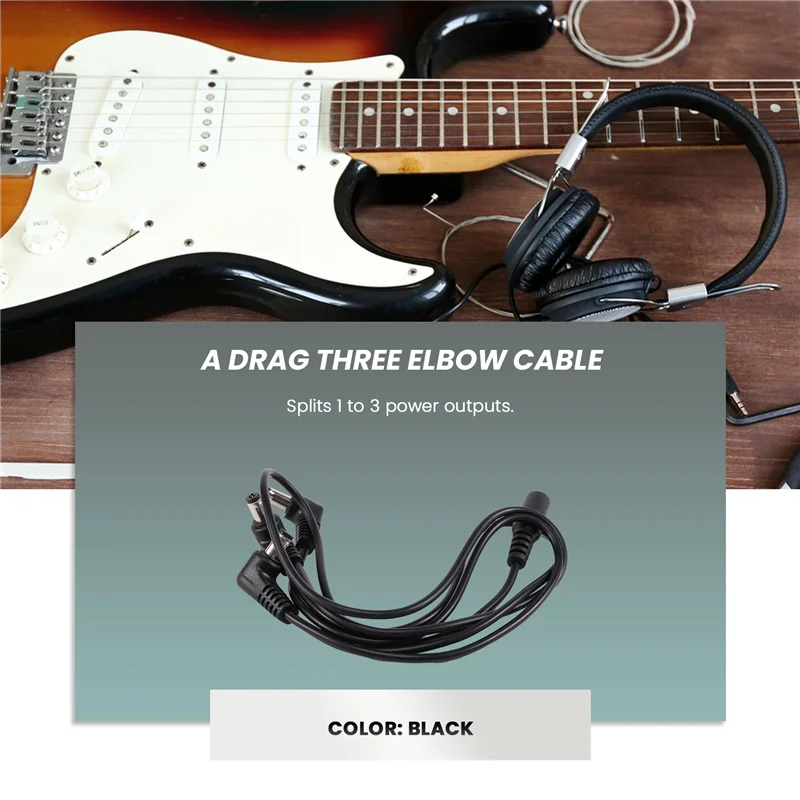 A44M Vitoos 3 Ways Electrode Daisy Chain Harness Cable Copper Wire For Guitar Effects Power Supply Adapter Splitter Black