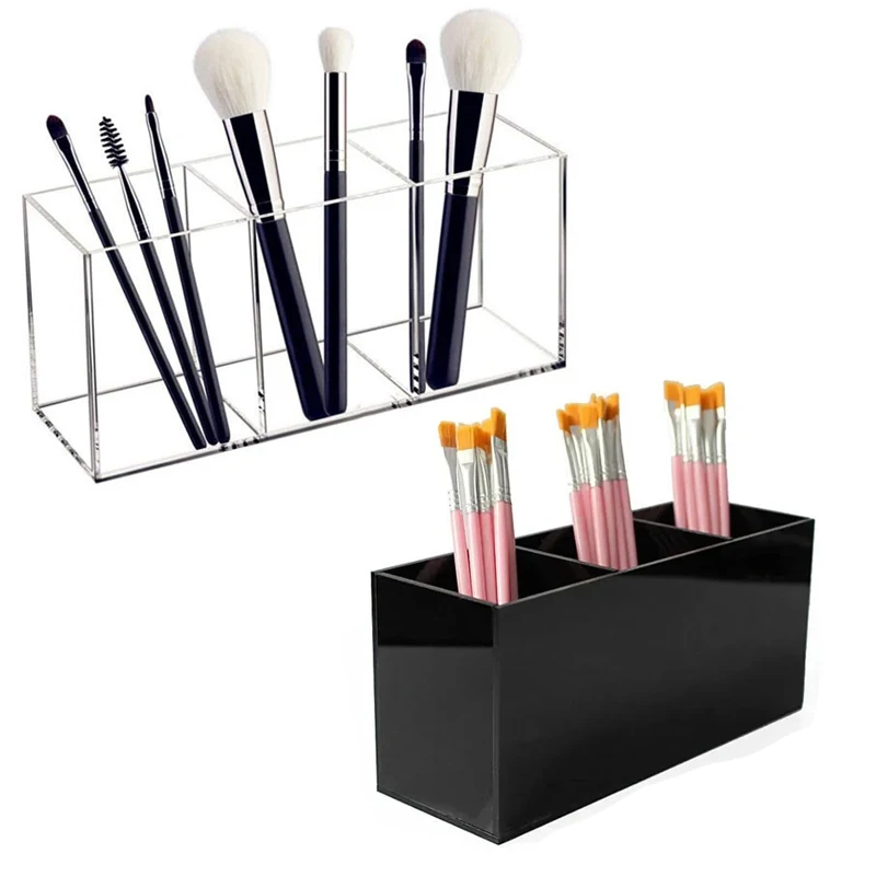 

Органайзер для кистей для макияжа из акрила с разделителями, настольный дисплей для косметических кистей и ювелирных аксессуаров, пластиковый материал