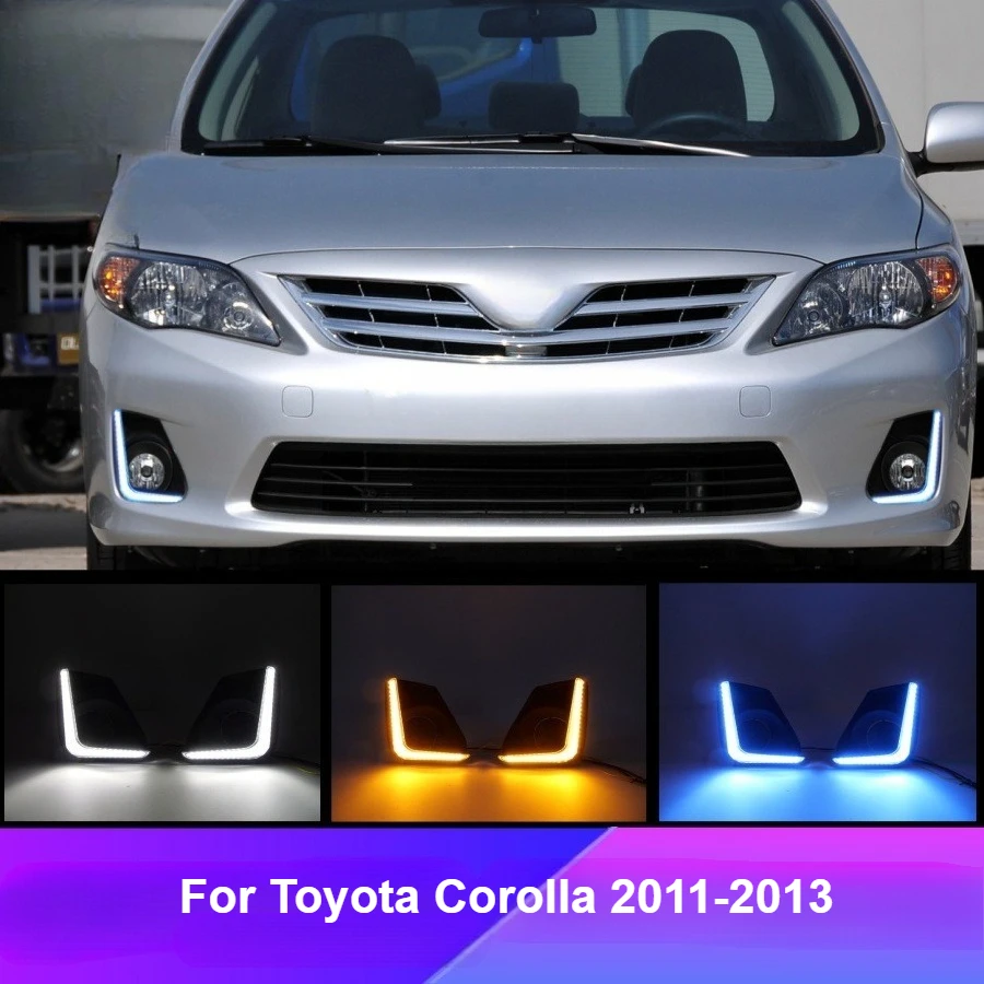 

For Toyota Corolla 2011 2012 2013 Led Daytime Running Light Front Fog Lamp Flowing Turn Signal Modification Accessories