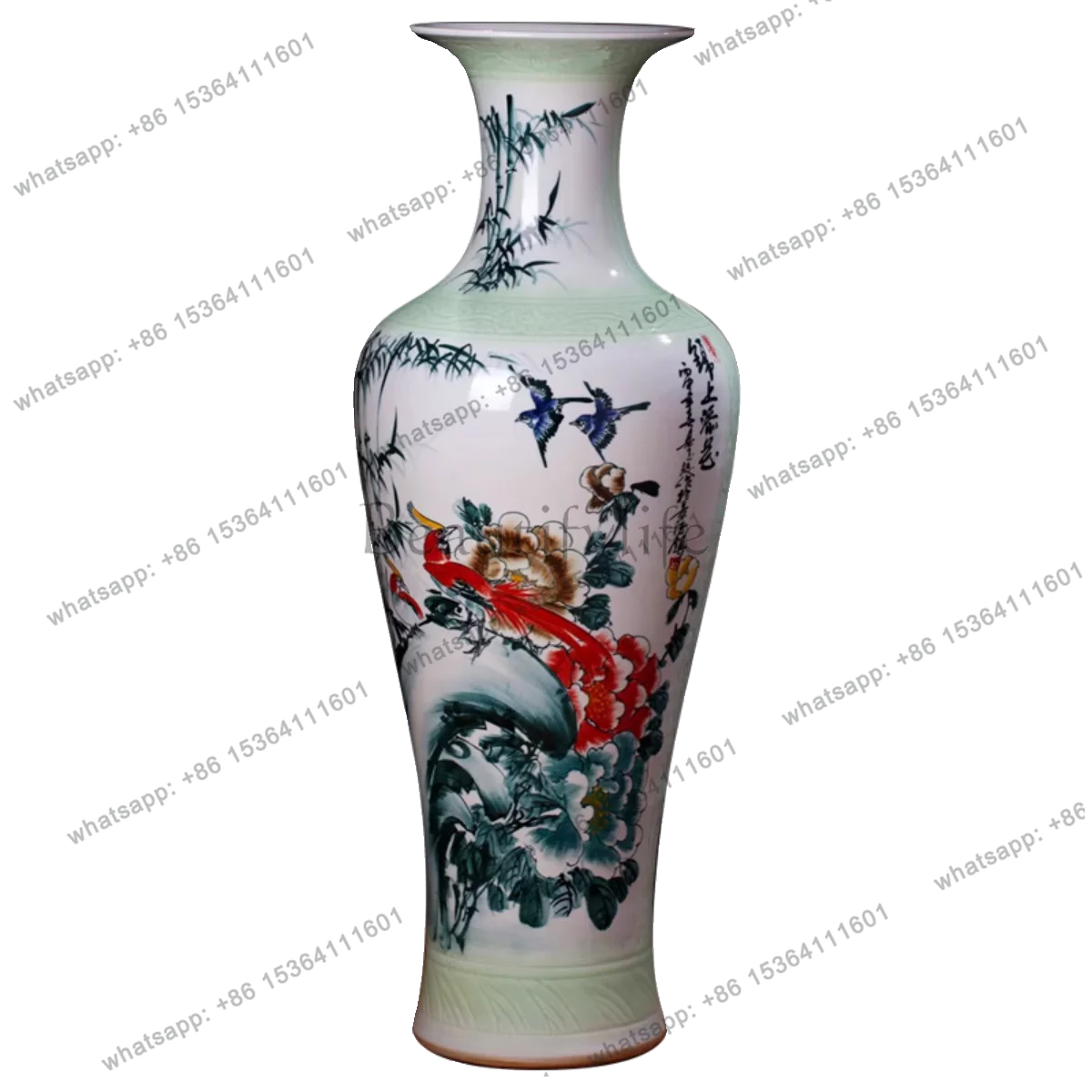 

Jingdezhen ceramics hand-painted floor-to-ceiling large vase living room decoration ornaments