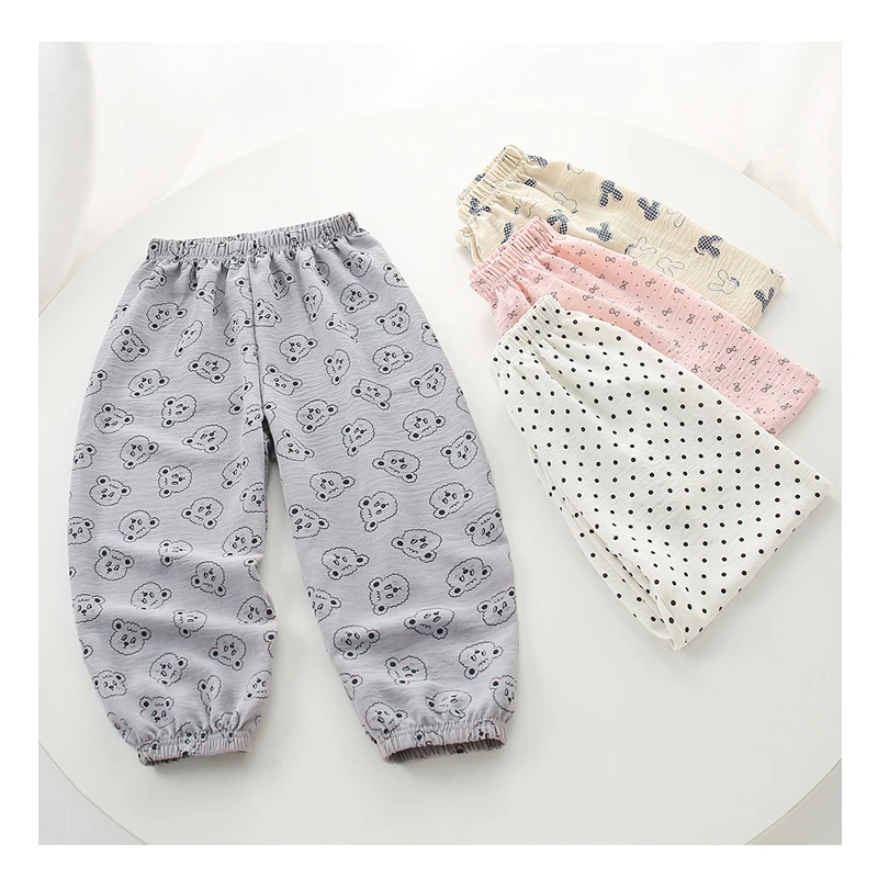 Boys Pants Teenagers Bear Cute Summer Toddler Girls Trousers Thin Kids Anti-mosquito Pants 2 to 3 5 6 7 8 9 10 11 12 13 14 Years