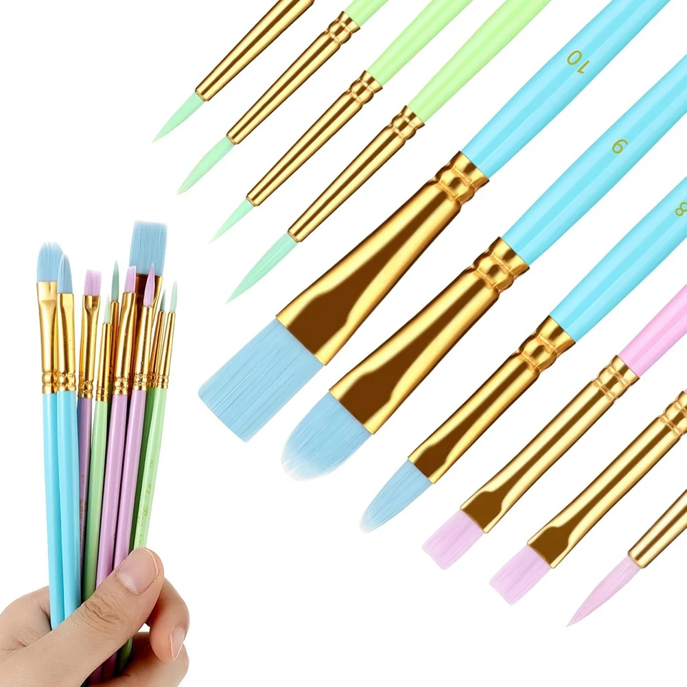 Reliable-10 Pcs Artist Paint Brush Set,Pastel Watercolor Brushes Professional Face Paint Brushes Paint Brushes,10 Pcs Artist Pai