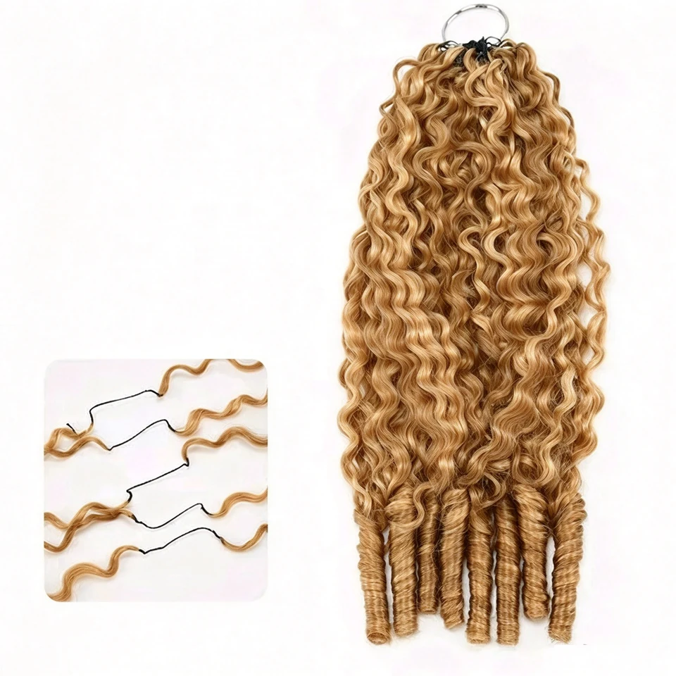 Burmese Curly Crochet Human Hair #27 Honey Brown Miracle Knots Pre-Separated Time-Saving 60G Premium Reusable Crochet Hair