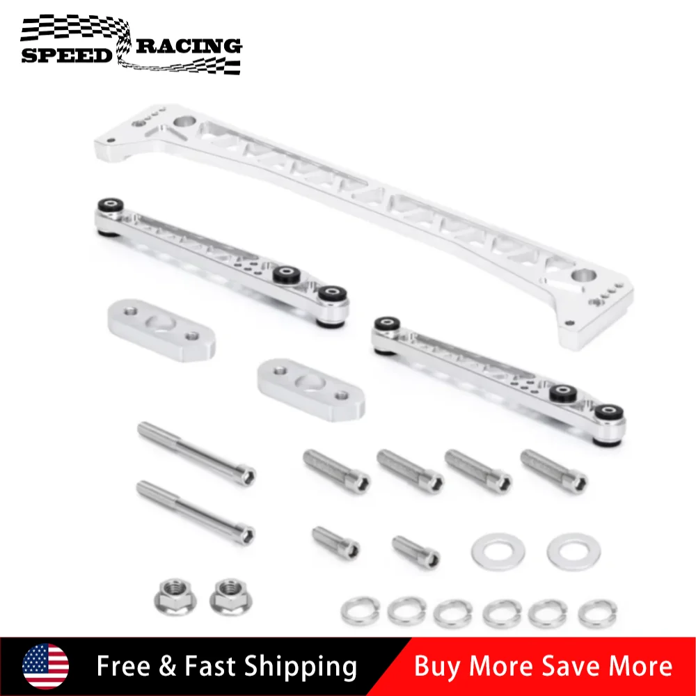 

1 комплект, алюминиевый задний нижний рычаг управления + распорка подрамника для Honda Civic EK 1996-2000 годов, серебристый