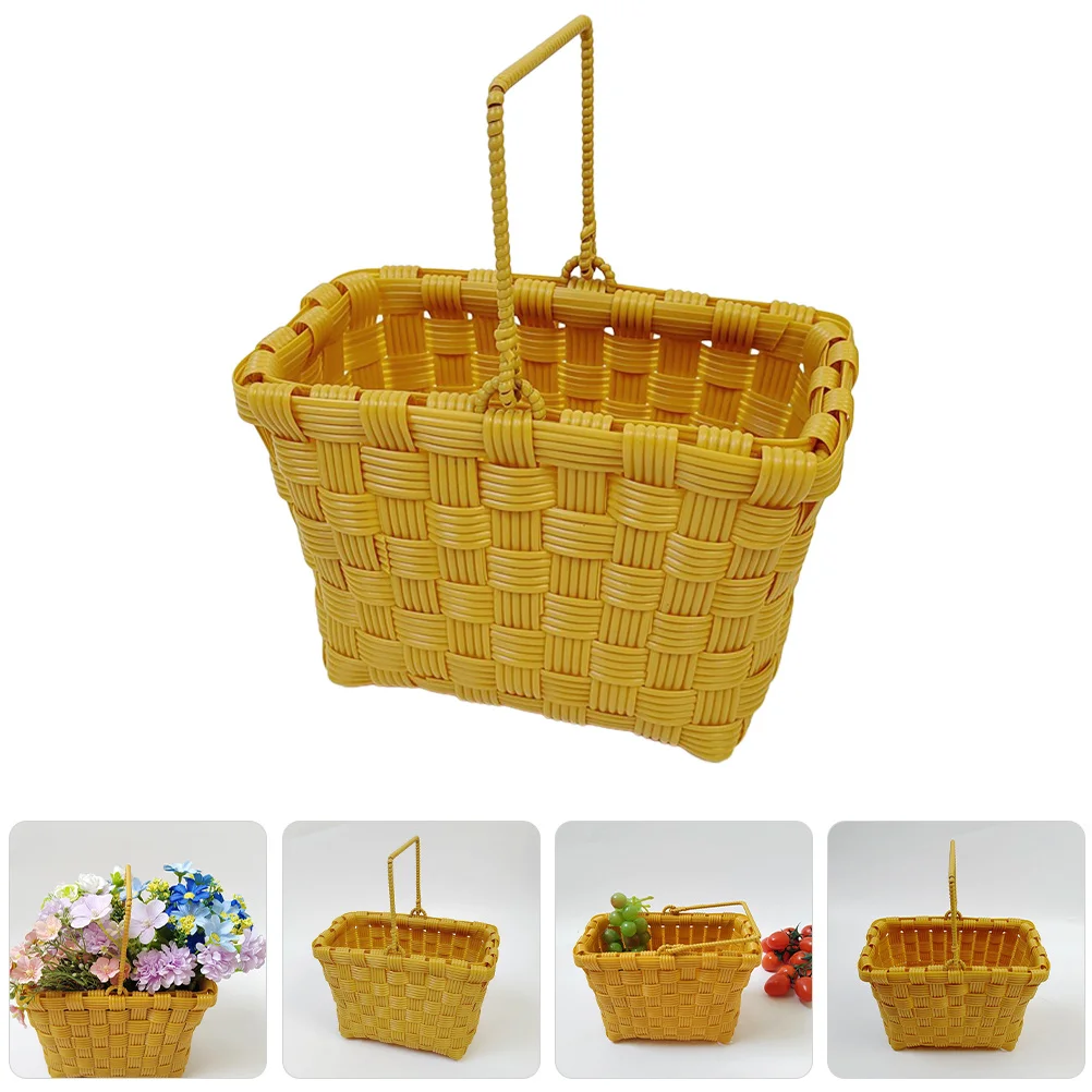 

Plastic Storage Basket Reusable Strawberry Flower Organizer Iron Material Easy Clean Kindergarten Activities Fruit