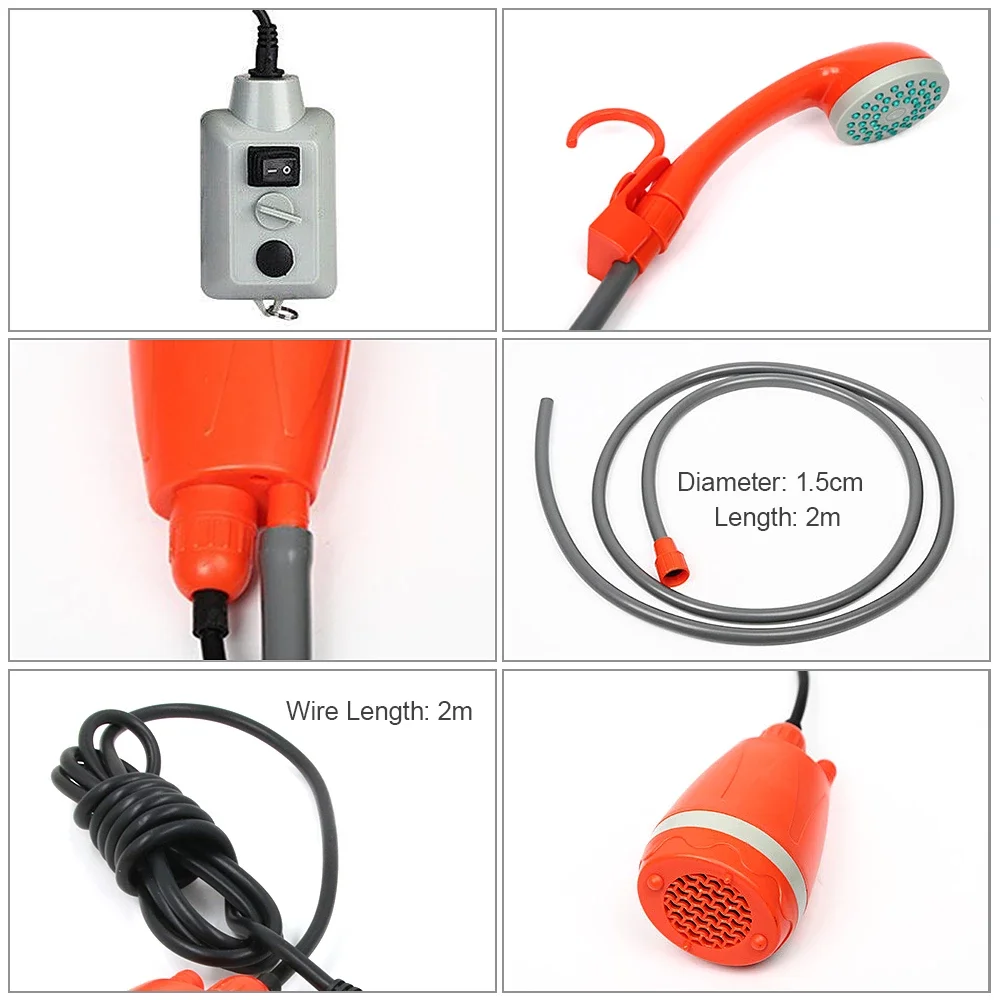 Chuveiro de acampamento portátil Outdoor Camping Shower Pump Cabeça de chuveiro recarregável para Camping Caminhadas Viajando