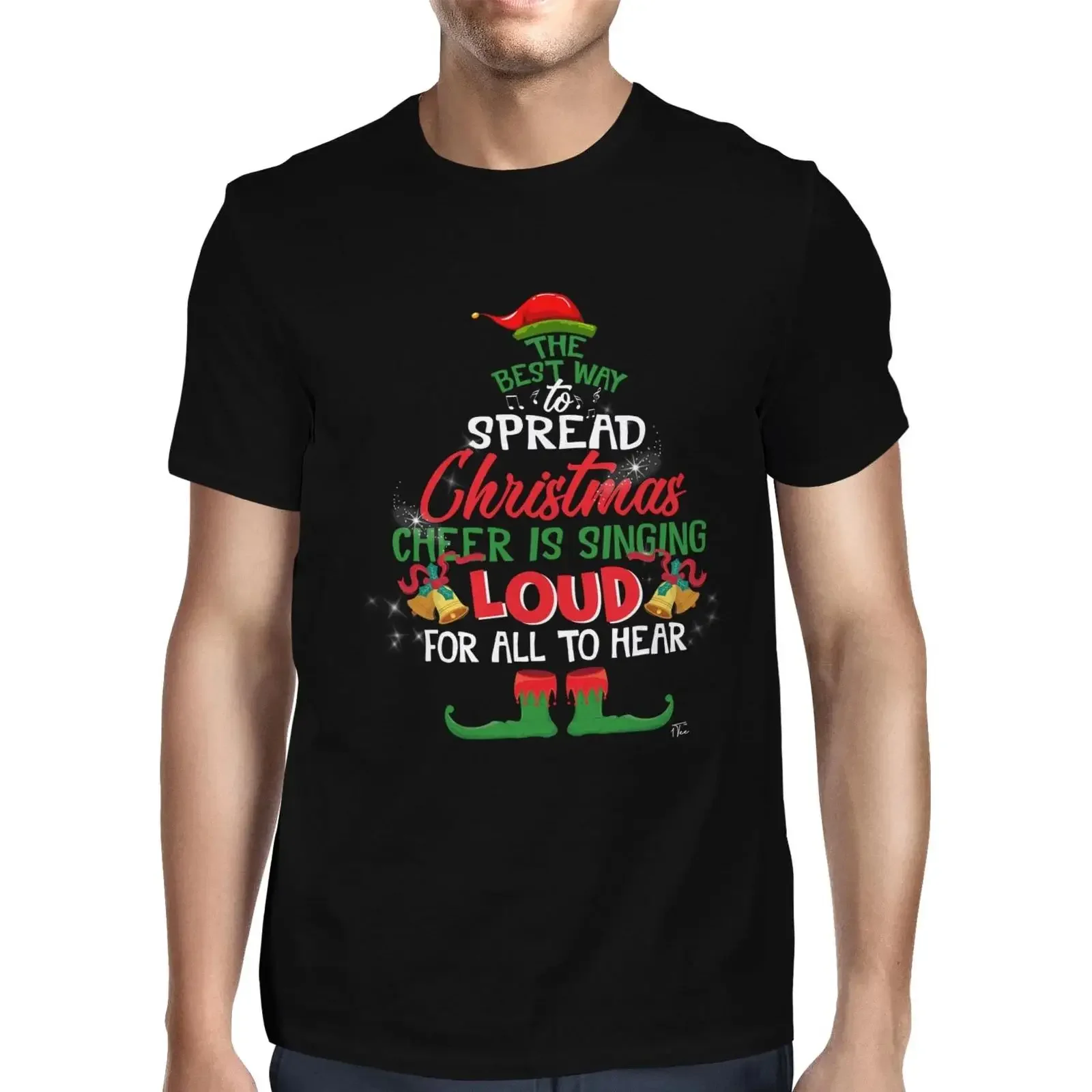1 Men's T Shirt The Best Way to Spread Christmas Cheer Singing Loud Elf vintage Washed Stretched Stylish Top For Everyday Wear
