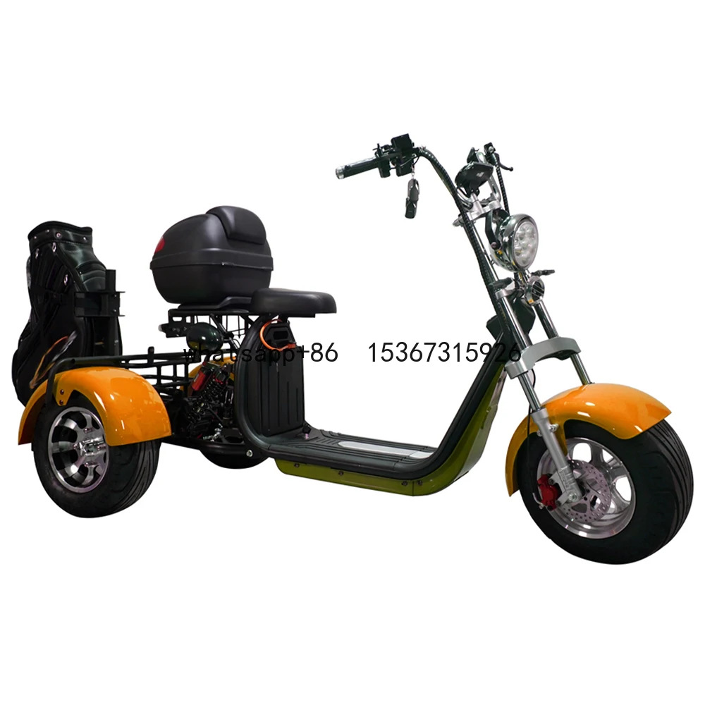 Fat Tire 3 Wheels Citycoco Electric Tricycle Golf Scooter 2000W Headcover Holder