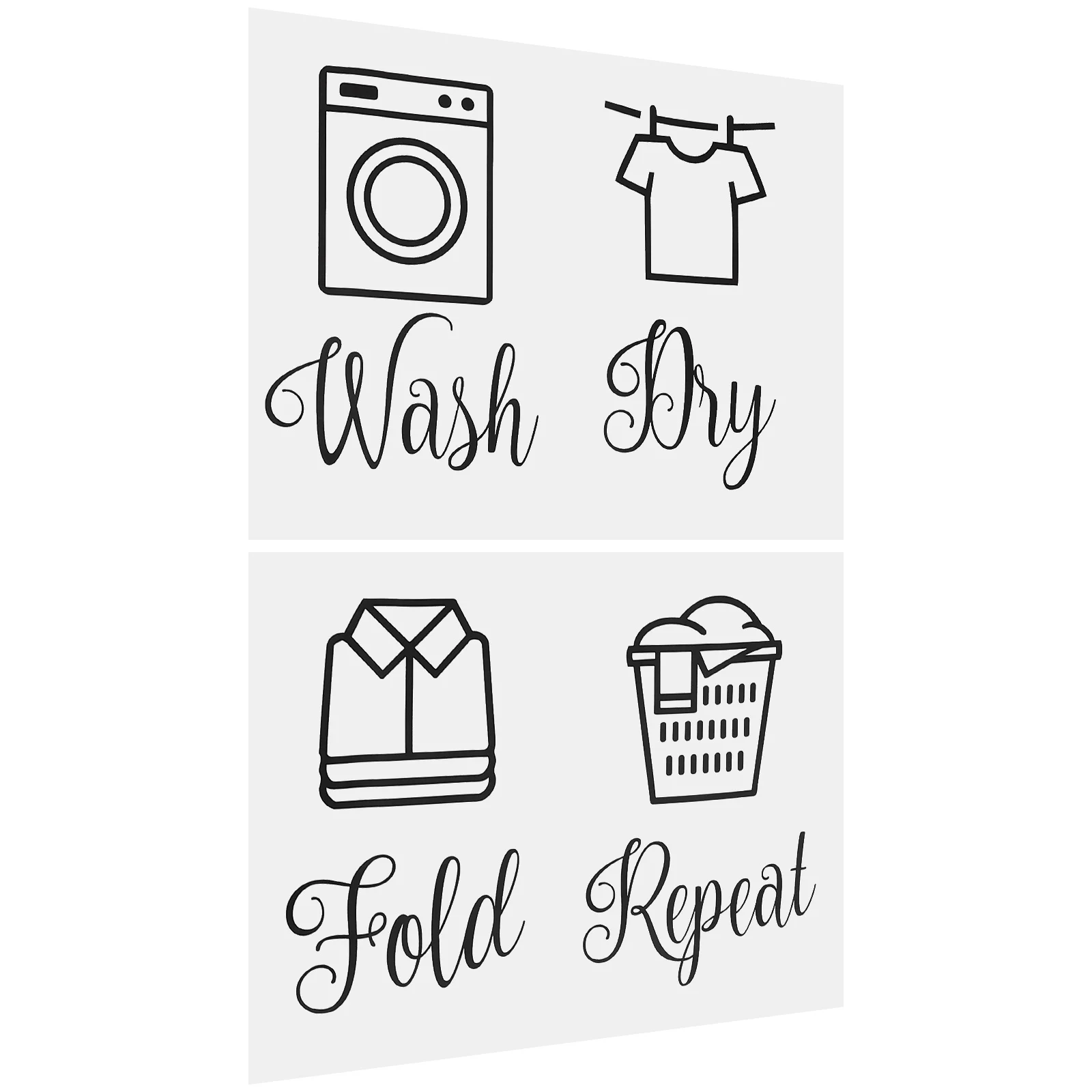 

1Set Laundry Room Warning Signs Rustic Modern Wall Decor Repeat Removable Decal Home Laundry Decorations