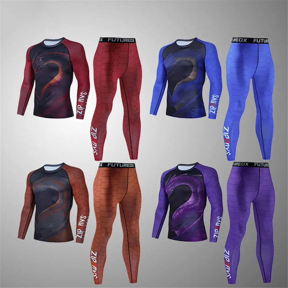 Men's Thermal Underwear For Men Male Thermo Kickboxing Clothes Suits MMA BJJ Tights Set Winter Quick Dry Long Johns Tracksuit 16