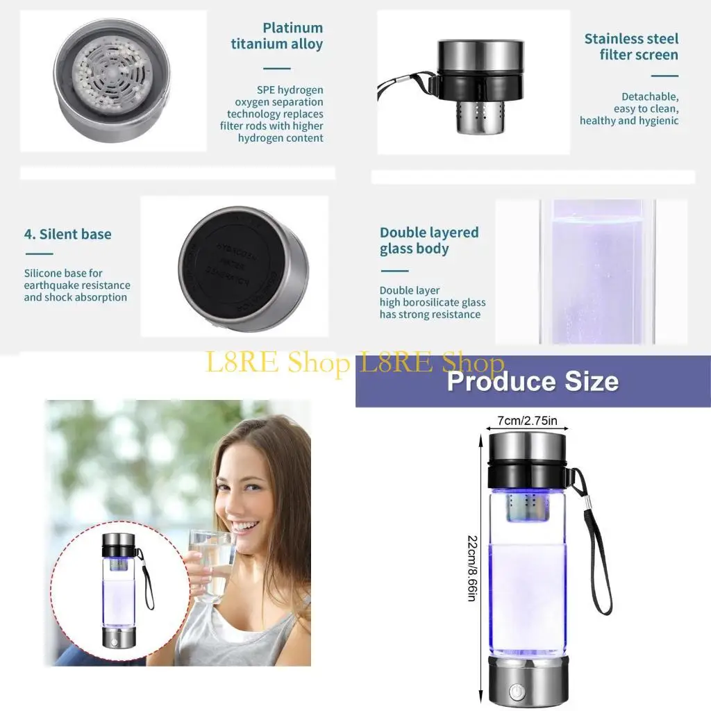 

L8RE -портативные гидрогиновые бутылки генератора бутылки с водой 420 мл идеально подходит для наружного и внутреннего