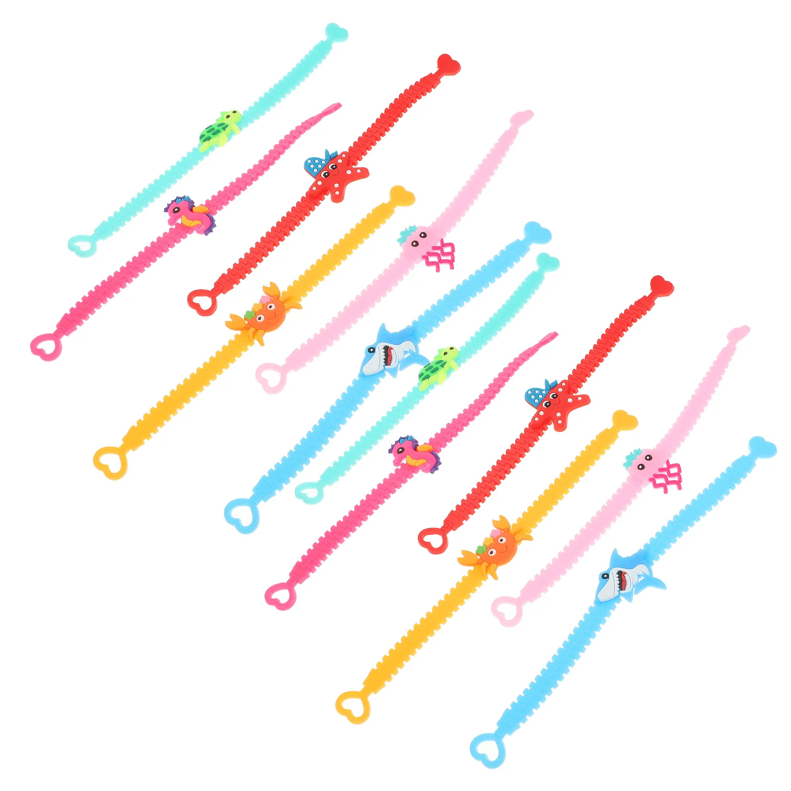 12 szt. Bransoletki z motywem zwierząt morskich, regulowane, PVC, upominki na przyjęcia plażowe, urocze dziecięce damskie bransoletki z kreskówkami, dekoracyjne prezenty