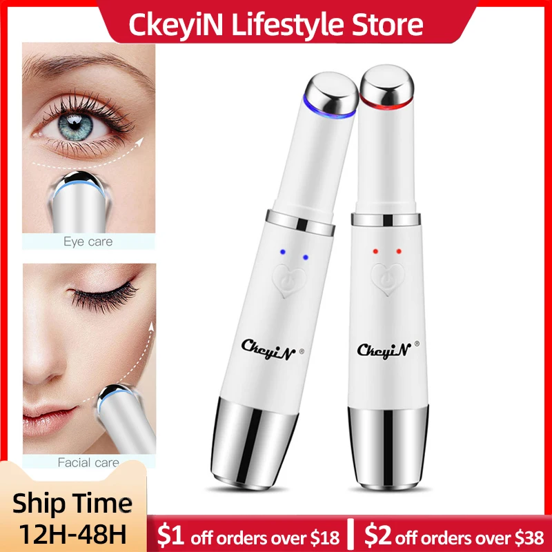CkeyiN الكهربائية العين الشفاه مدلك الاهتزاز مكافحة الشيخوخة العين التجاعيد مدلك إزالة دائرة داكنة المحمولة الجمال الرعاية القلم تدليك