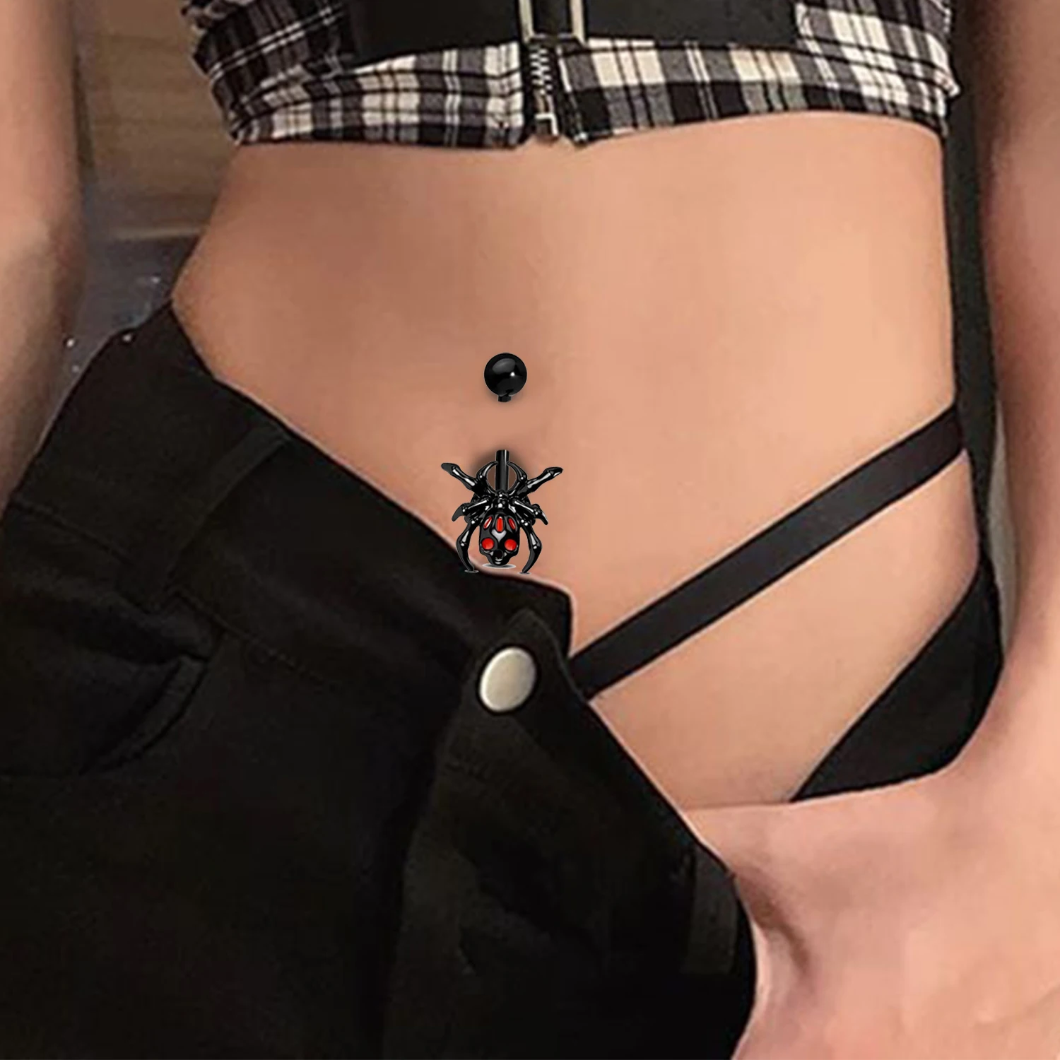 Sexy anel da barriga da aranha para mulheres, aço inoxidável, jóia do corpo magnético, anel do umbigo, piercing animal, 1pc