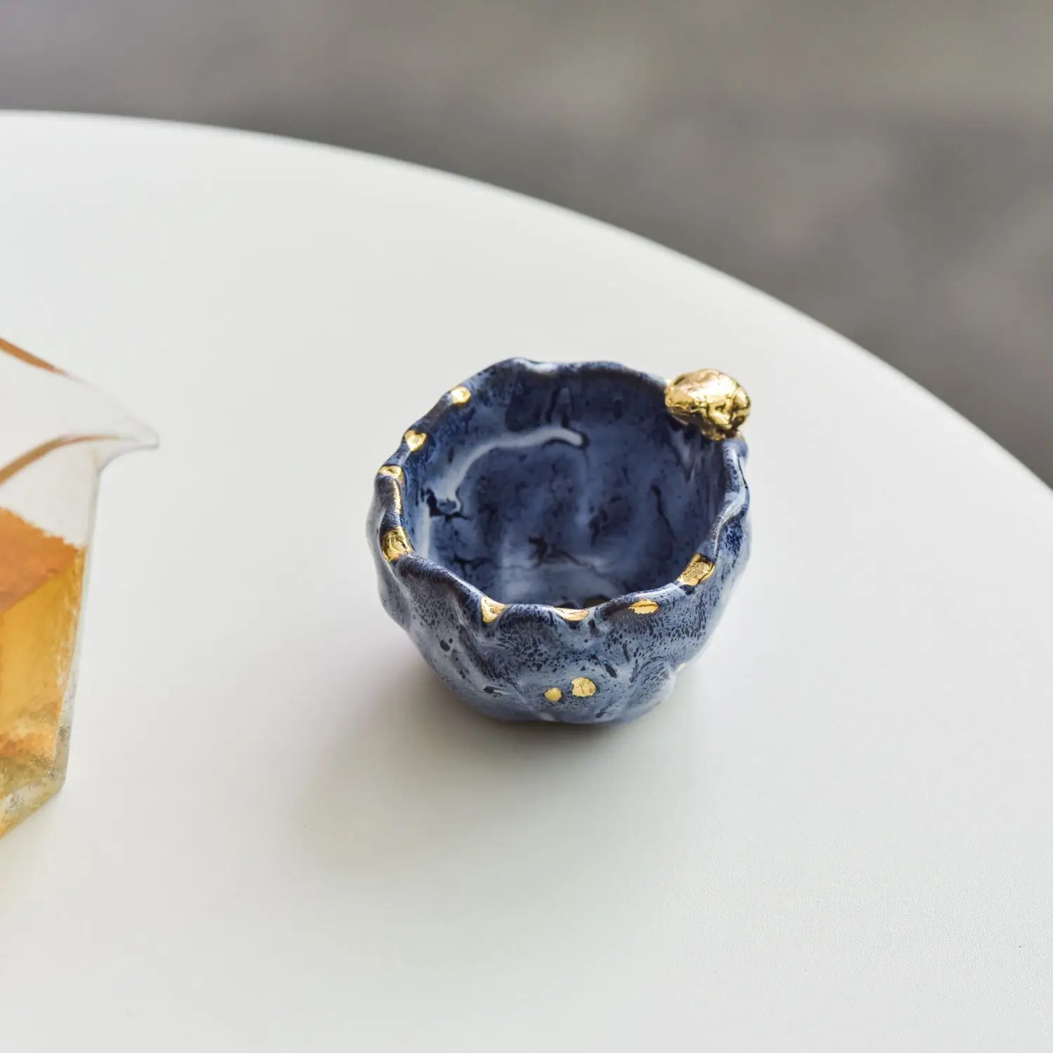 

Чашка для чая Glacier Golden Toad Master Cup с синей глазурью и золотым ободком, креативная, ручной работы, уникальной формы, милый подарок