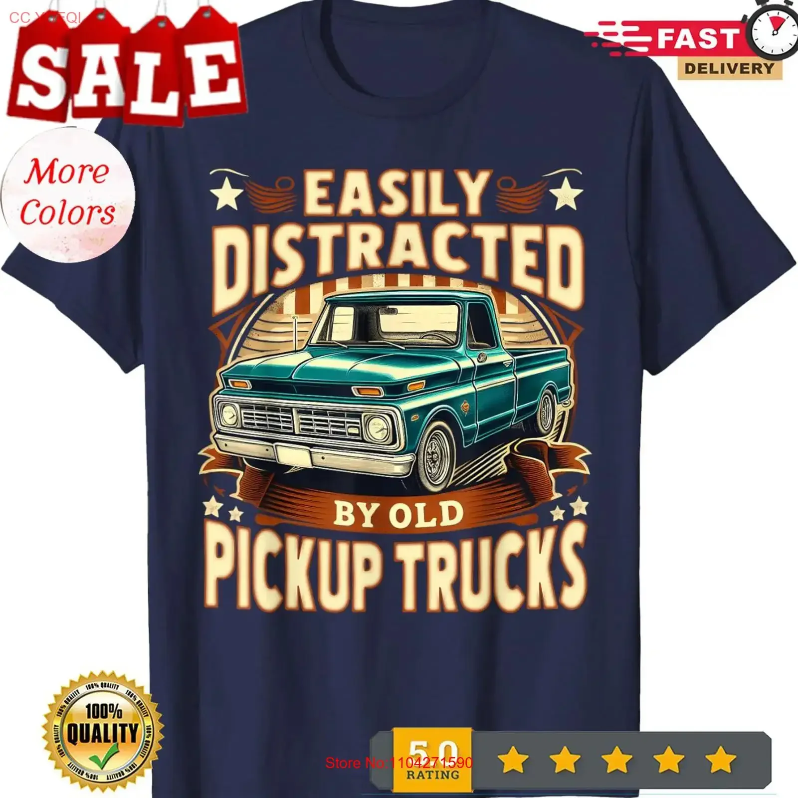 Easily Distracted By Old Pickup Trucks Funny Trucker T Shirt vintage Washed Soft streetwear fashion Stretched Casual Breathable