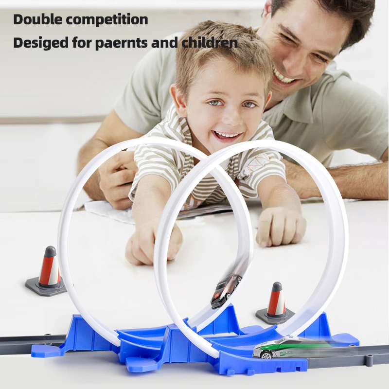 Car Toys For Kids Double Wheels Assembling Racing Track Catapult Toy Vehicle Model Boy Kid Gift Christmas Gift Children Toy