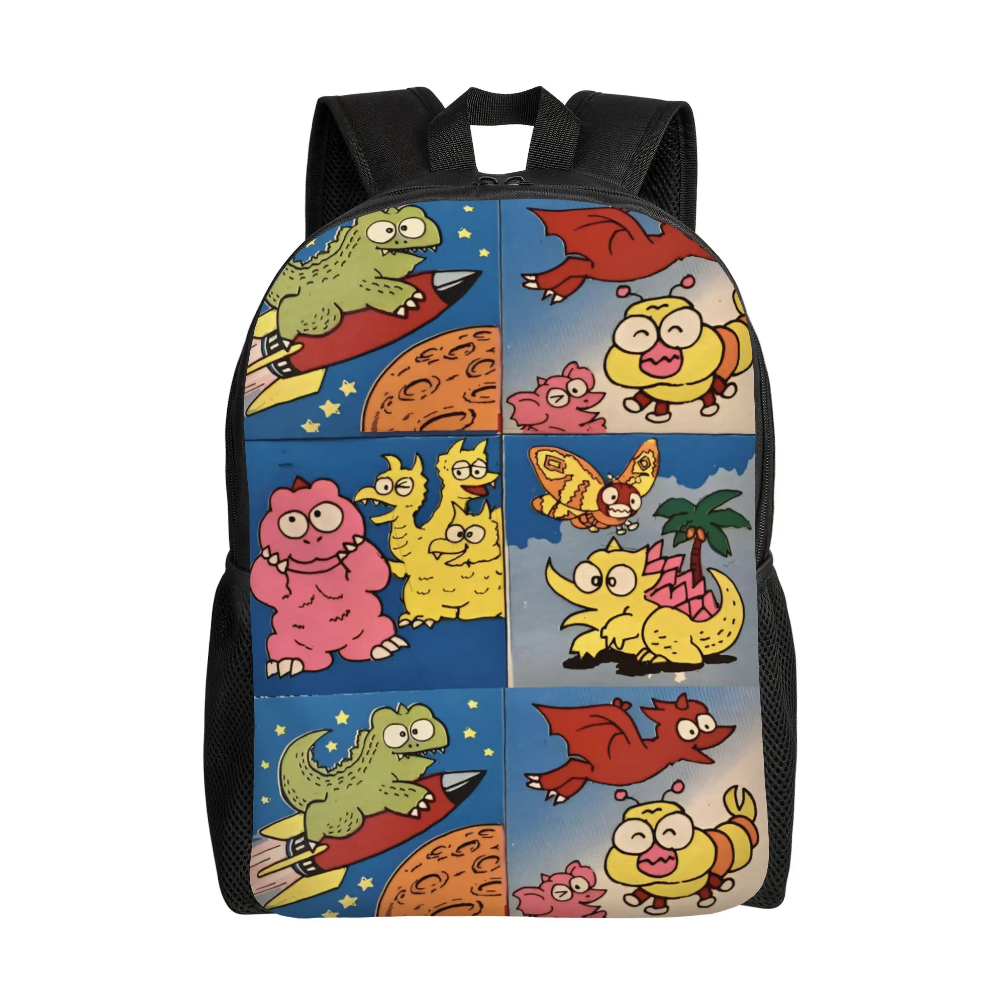 Chibi Monster Island Buddies Cool Backpack Outdoor High School Business 80s Daypack for Men Women Laptop Shoulder Bag