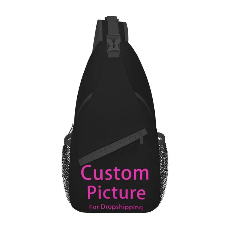 Mochila cruzada con logotipo de foto personalizado para hombre, bolso de hombro y pecho con estampado DIY, informal, para viajes y ciclismo