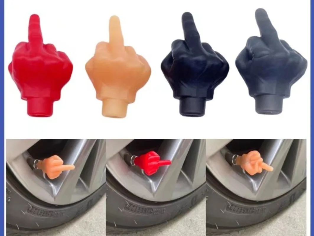 Car Middle Finger Styling Tire Valve Cap Personality Wheel Nozzle Dustproof Waterproof Tyre Valve Stem Cap Bike Accessories