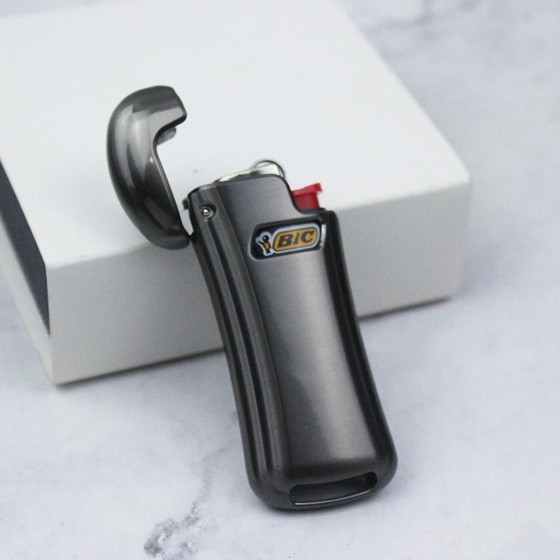 Anti-dust Metal Lighter Sleeve ECD Stylish Holder Decor Shell Protective Cover For BIC Mini J5 Mini Lighter Portable Flip Lid