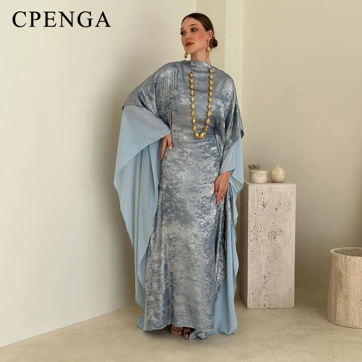 فستان عربي فاخر متواضع بتحديد الخصر للنساء أنيق دبي عباية عادية إسلامية للحفلات المعدنية قفطان تركي