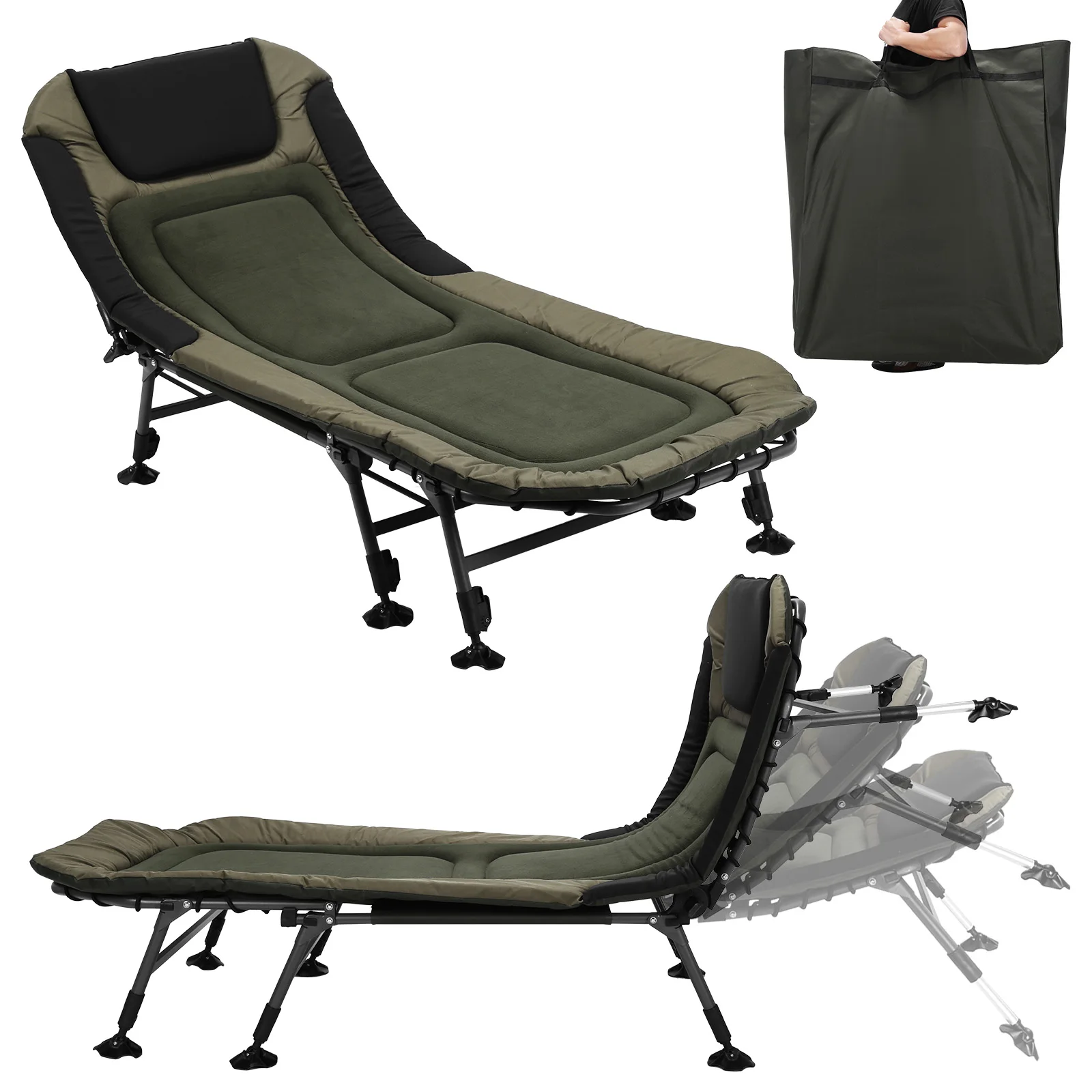 

600D Oxford Heavy Duty Folding Bed with Carry Bag Portable Folding Cot Holds Up To 180KG for Outdoor Travel Beach Hiking