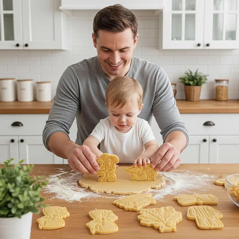 Graduation Cookie Cutter Mold Set Cap Diploma Gown Shapes Easy Release Biscuit Mould for Home Bakery Grad Party Supplies