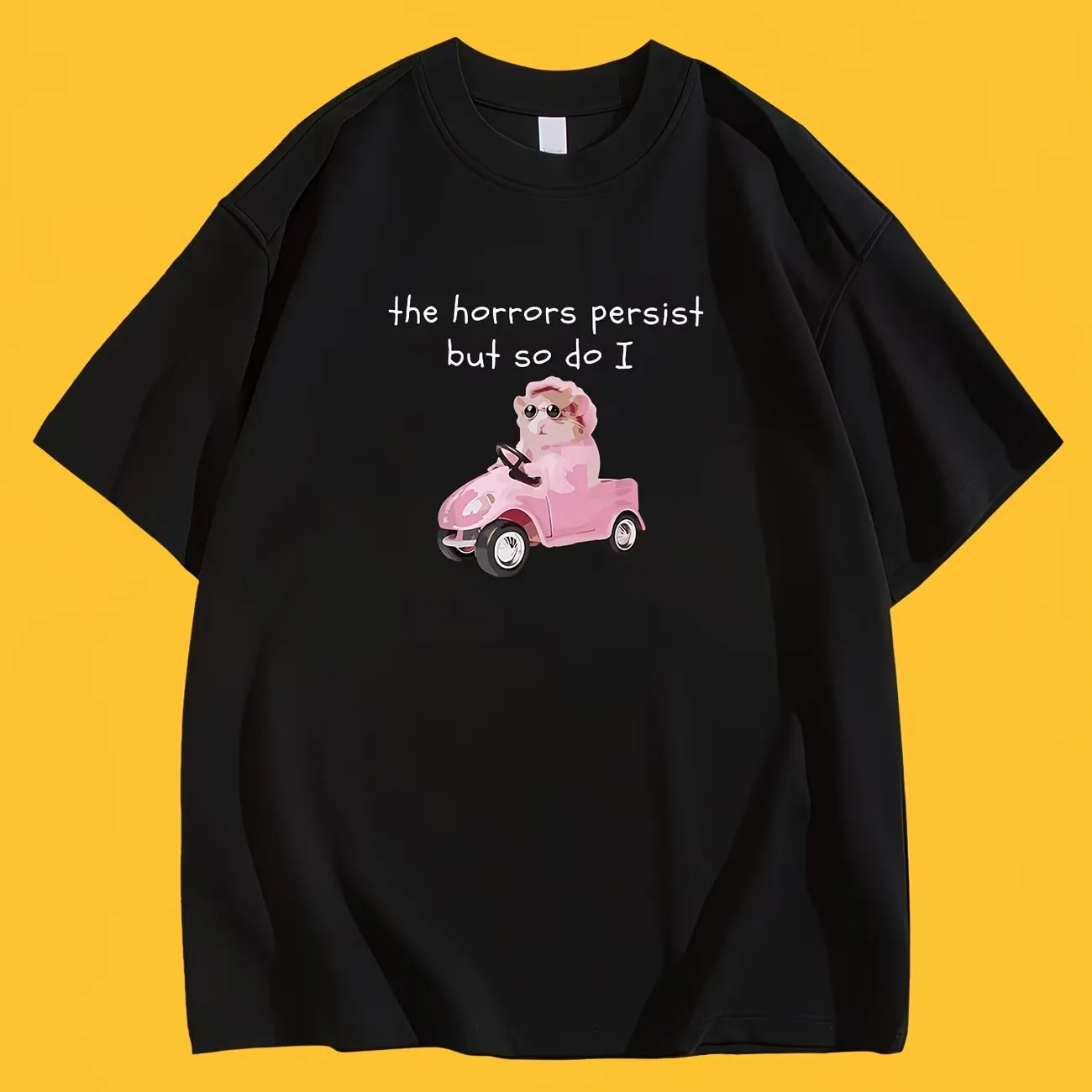 Funny The Horrors Persist But So Do I T-Shirt Meme Quote Graphic Tee Summer Short Sleeve Humorous Pet Lover Streetwear Tops
