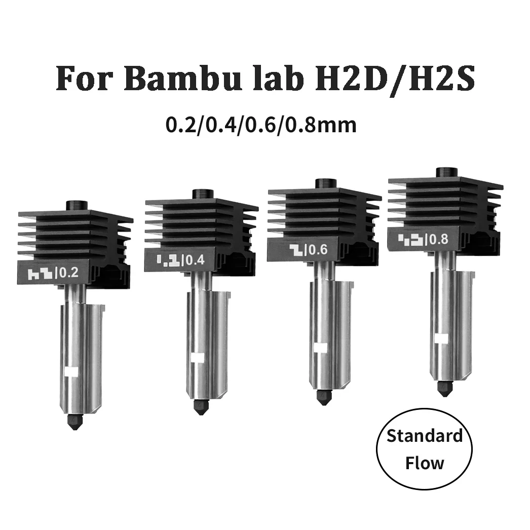 

H2D H2S H2C Hotend High Quality For Bambu Lab H2D H2S H2C Nozzle 0.2/0.4/0.6/0.8mm Hotend Kit hardened steel Nozzle A1/A1mini